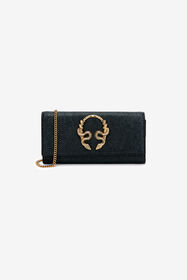 RC Portefeuille Serpentine En Cuir Avec Chaîne BLACK WKA017-PZI07