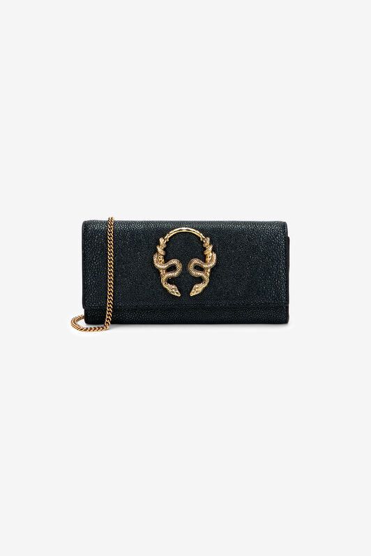 RC Portefeuille Serpentine En Cuir Avec Chaîne RC Portefeuille Serpentine En Cuir Avec Chaîne BLACK WKA017-PZI07