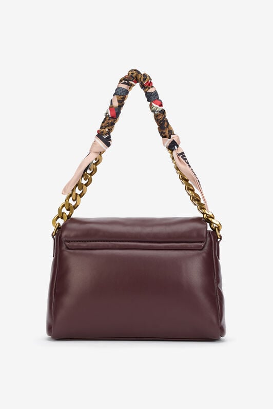 JC Just Cavalli Burgundy Shoulder Bag With Chain And Scarf JC Just Cavalli Burgundy Shoulder Bag With Chain And Scarf CILIEGIA VFB062-VF694
