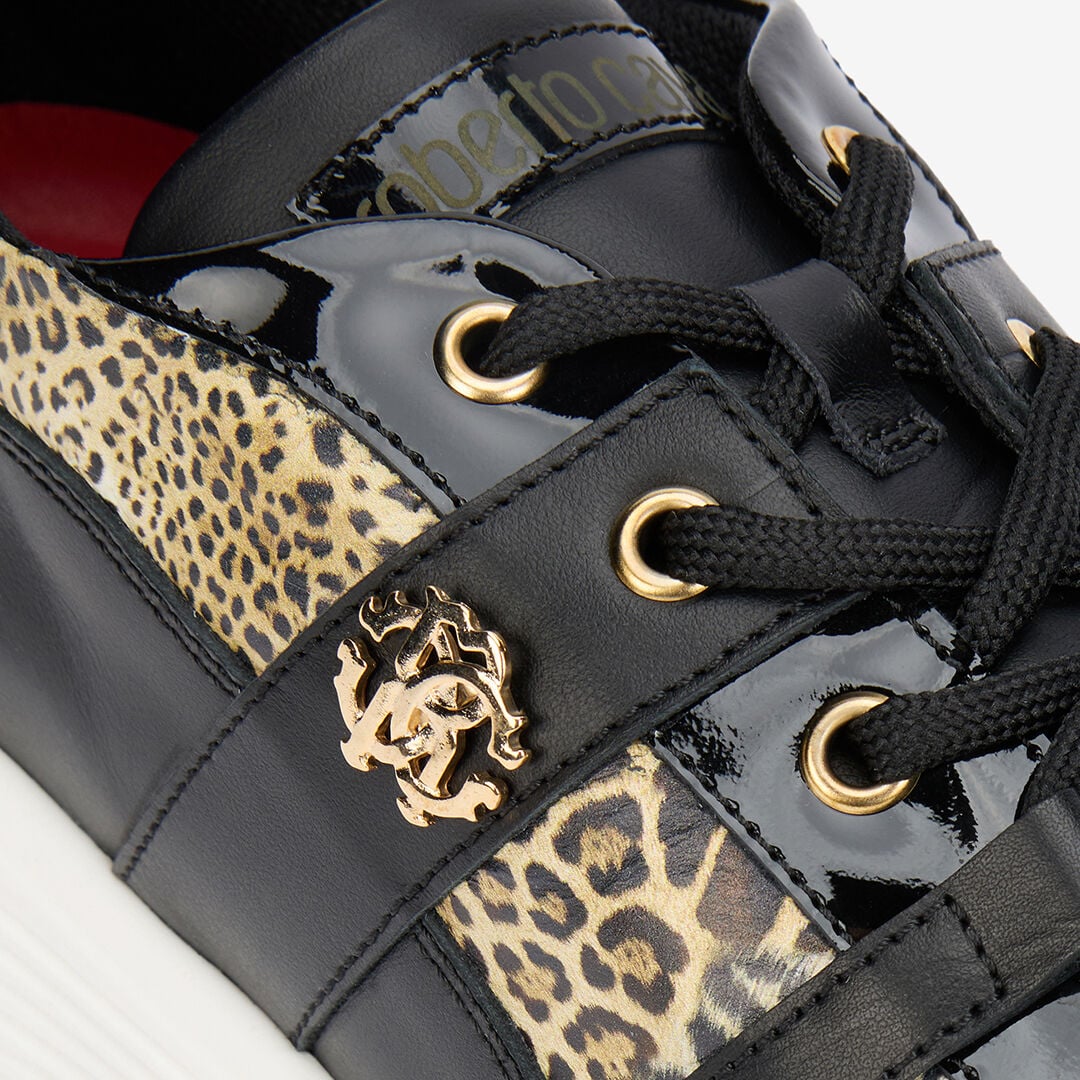 RC Leopard Print Leather Sneakers RC Leopard Print Leather Sneakers BLACK/JAGUAR QOS01G-PZO13
