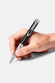 RC Roberto Cavalli Lacquer Ballpoint Pen, Silver Color & Black Lacquer SILVER BLACK VALG09-IG272