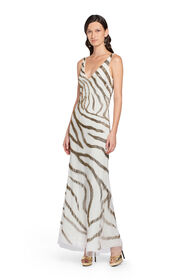 RC Zebra bead embroidered gown BEIGE/ORO HQR194-RT020