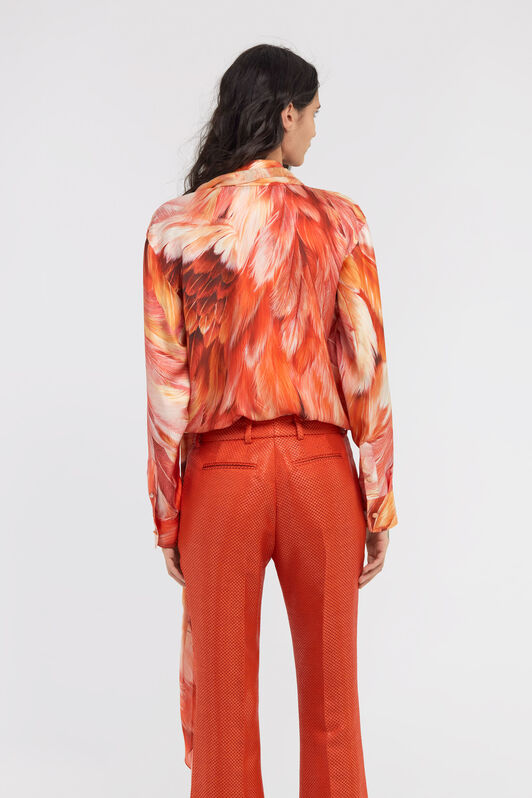RC Plumange Print Silk Shirt Orange SWT704-4QL71