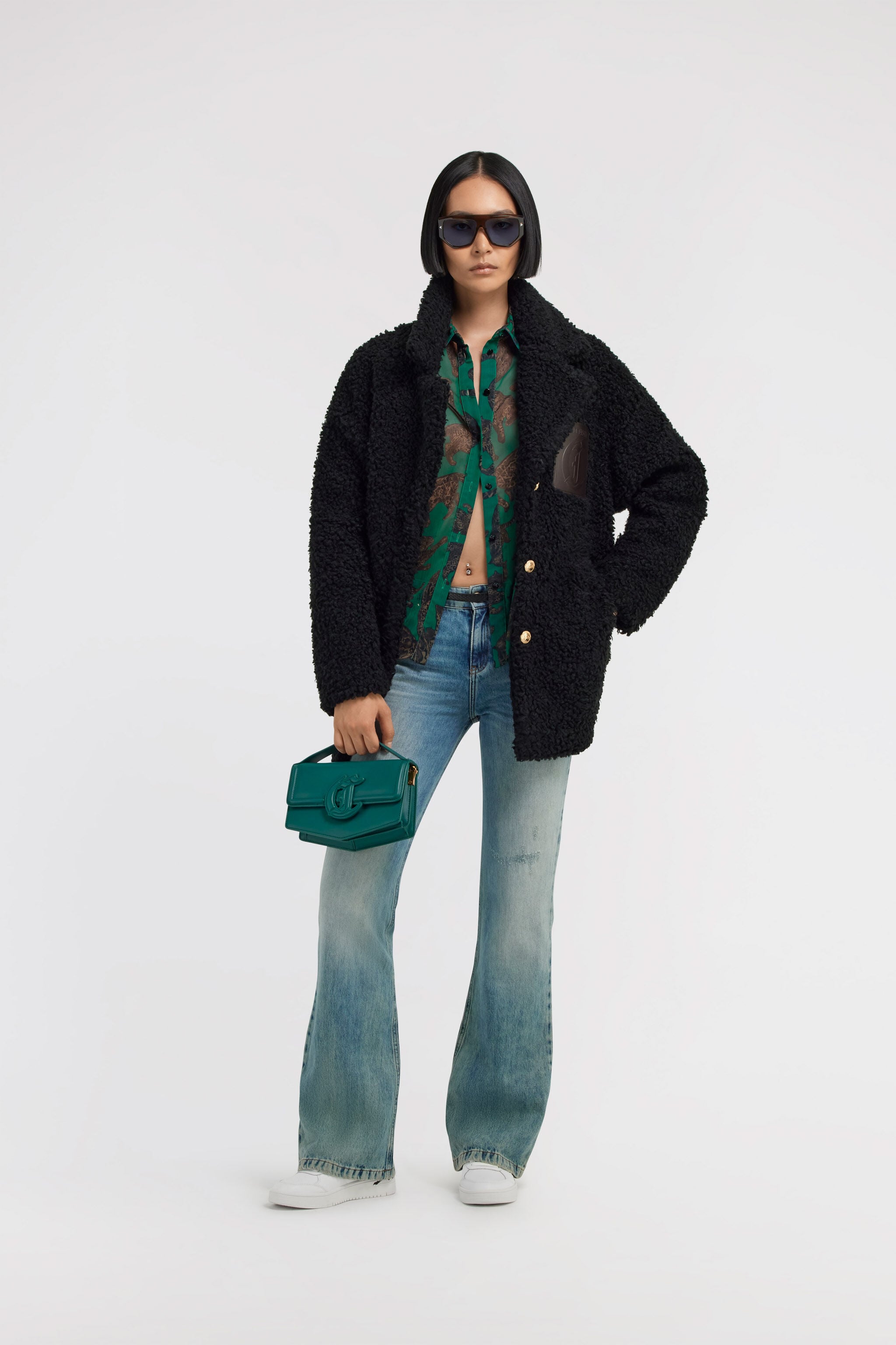 JC Just Cavalli Eco-fur Black TFT157-TF224
