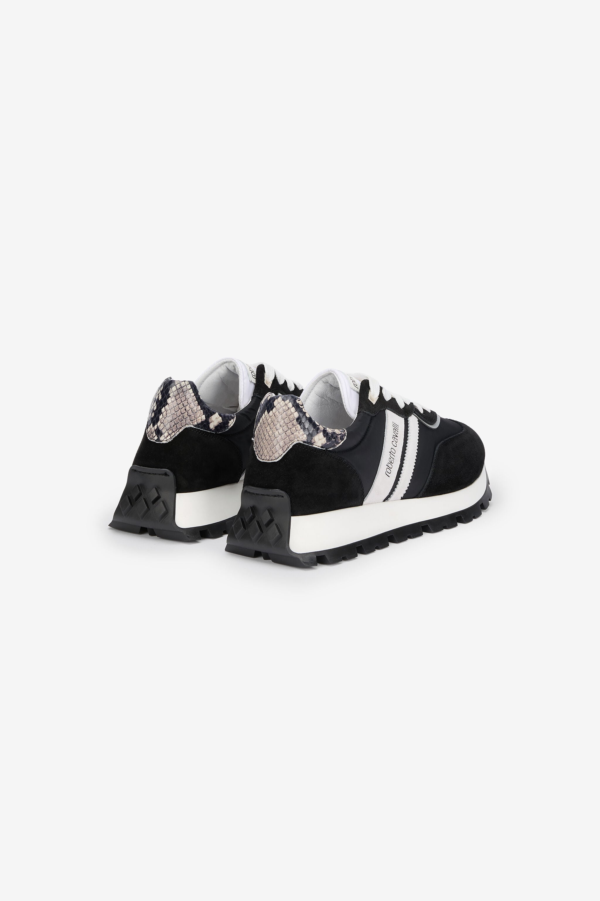 RC Black Running Shoes With Snake-Print Detail BLACK/WHITE QOS00F-PZA81