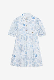 JU Kleid Aus St. Galler Spitze Mit Maritimem Print Hellblau UJT10U-ELO39