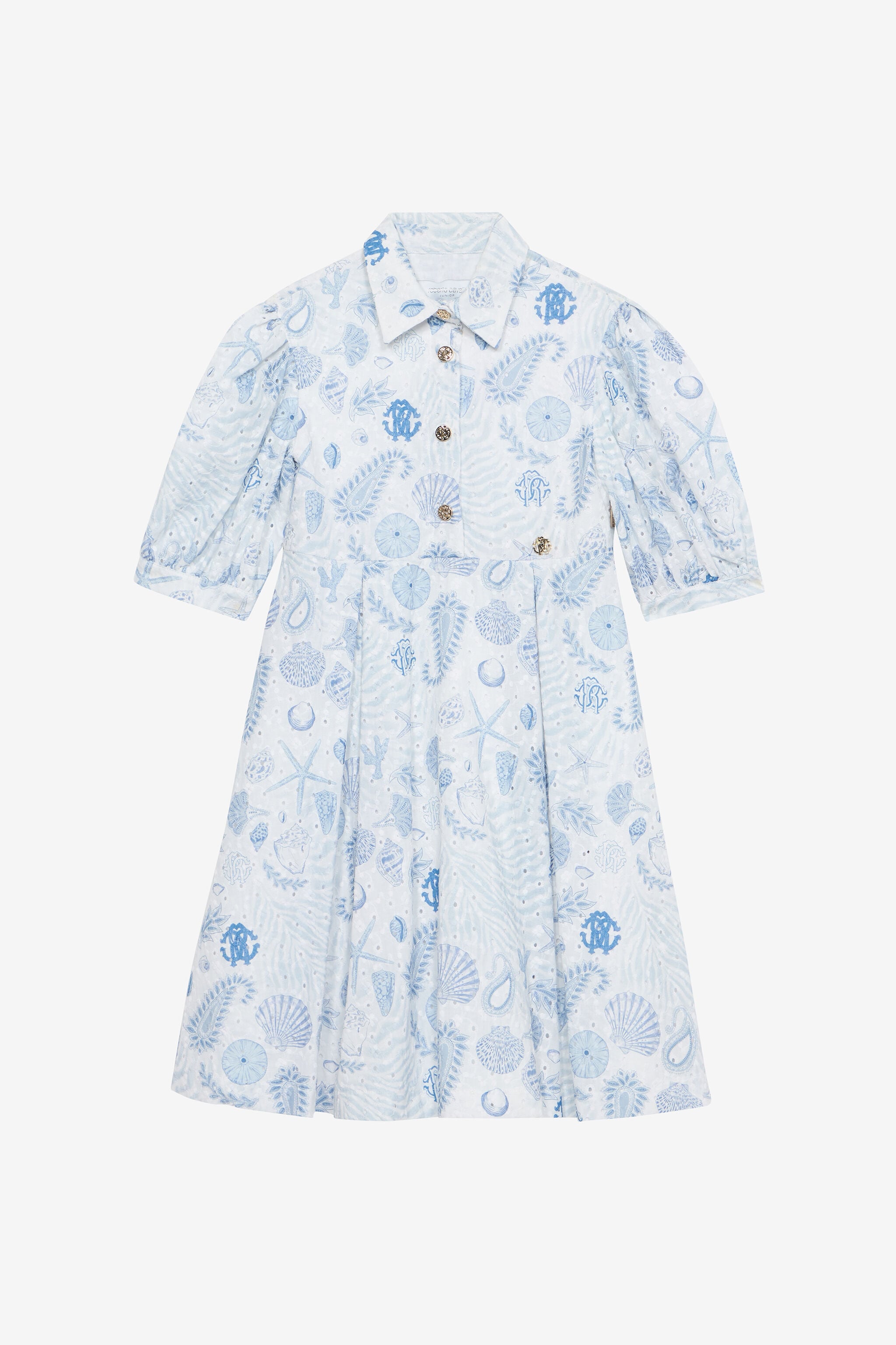 JU Marine-Print Broderie Anglaise Dress JU Marine-Print Broderie Anglaise Dress Light blue UJT10U-ELO39