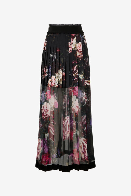 RC Falda De Seda Estampado Fiammingo Flowers BLACK/PINK XWT300-OZT77