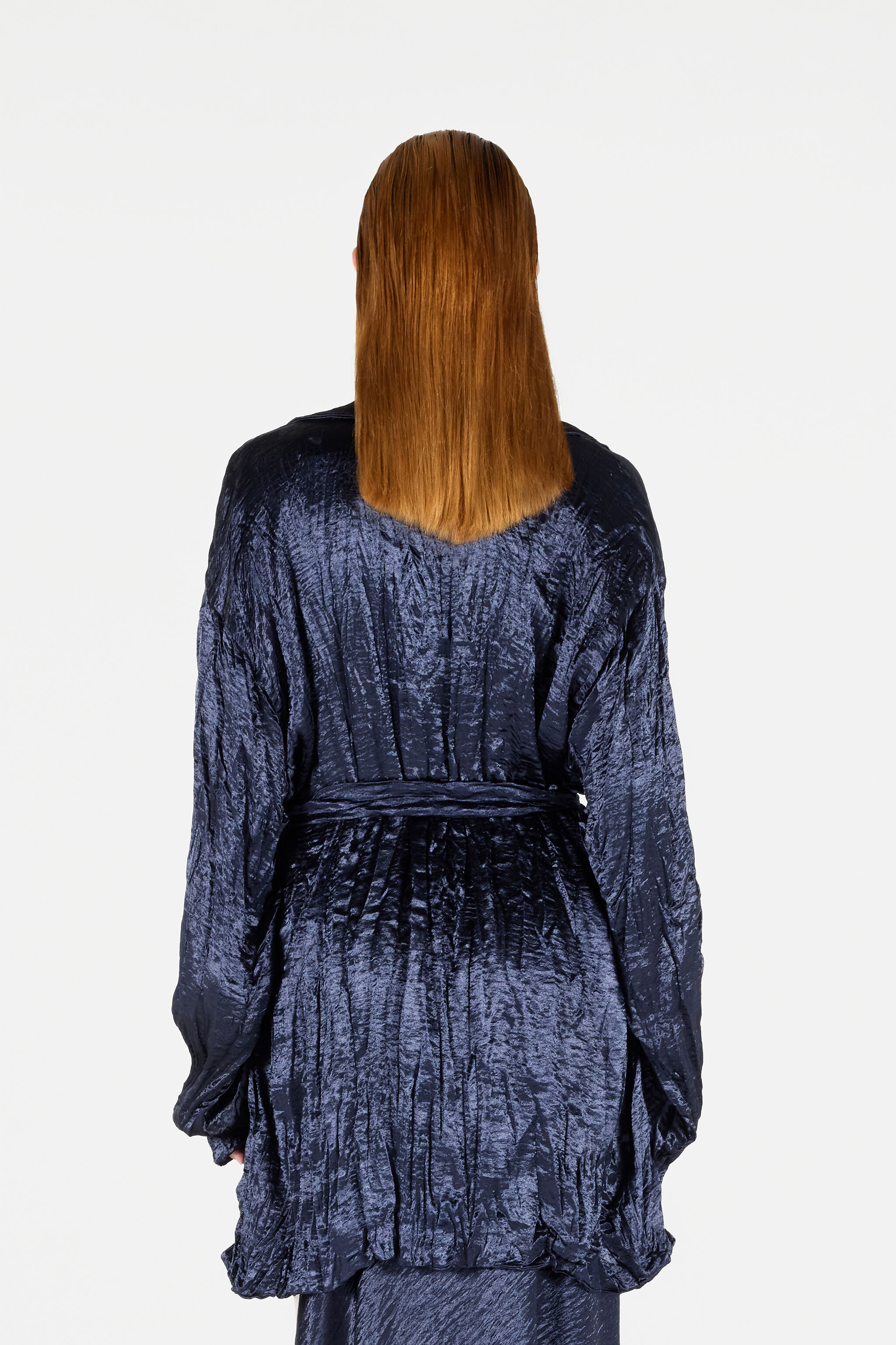 RC Crinkle Effect Belted Jacket RC Crinkle Effect Belted Jacket Dark blue UWT400-TO009