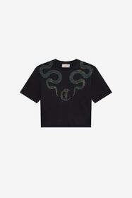 JC T-Shirt with Rhinestone Logo BLACK XFT61H-JD001