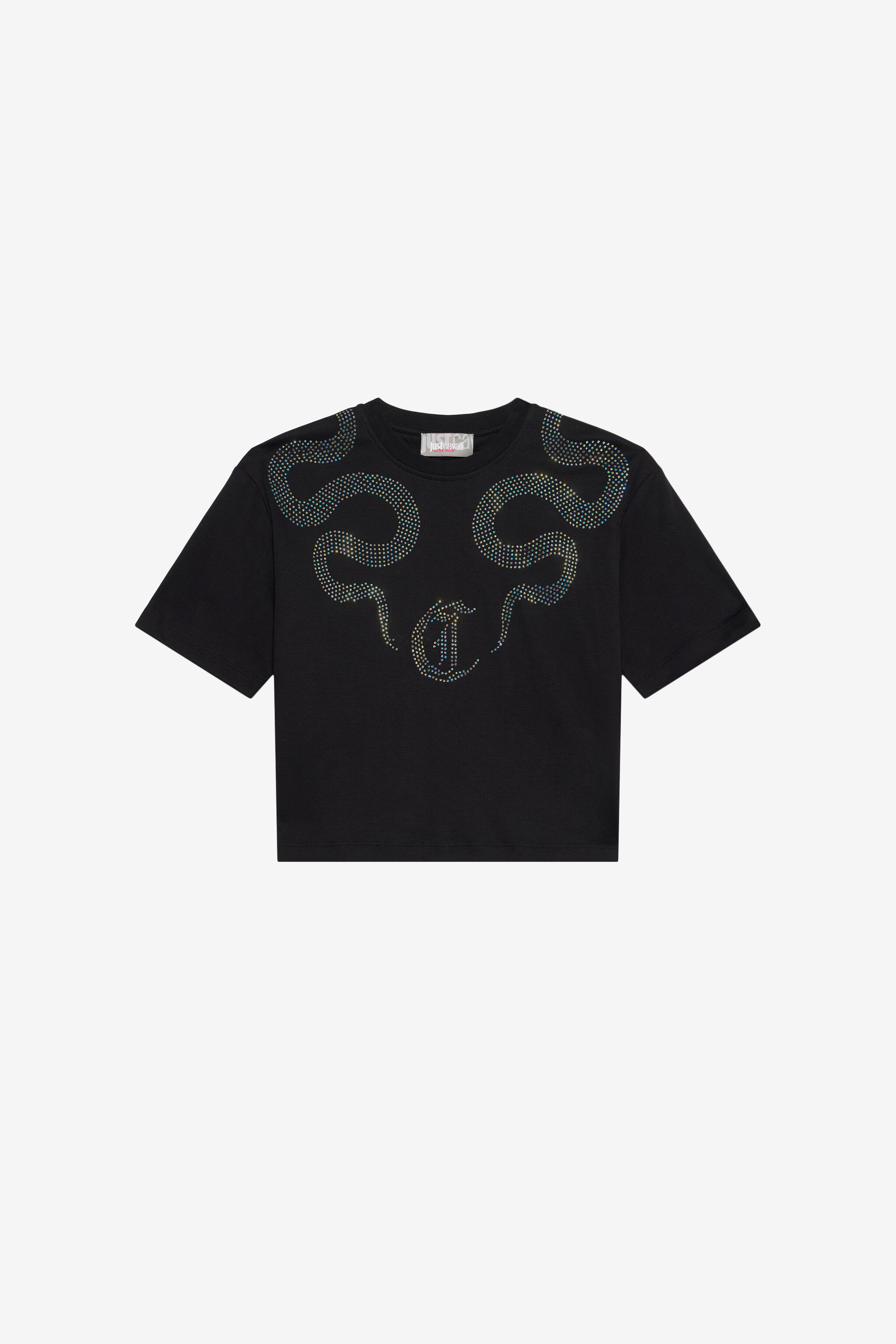 JC T-Shirt with Rhinestone Logo JC T-Shirt with Rhinestone Logo BLACK XFT61H-JD001