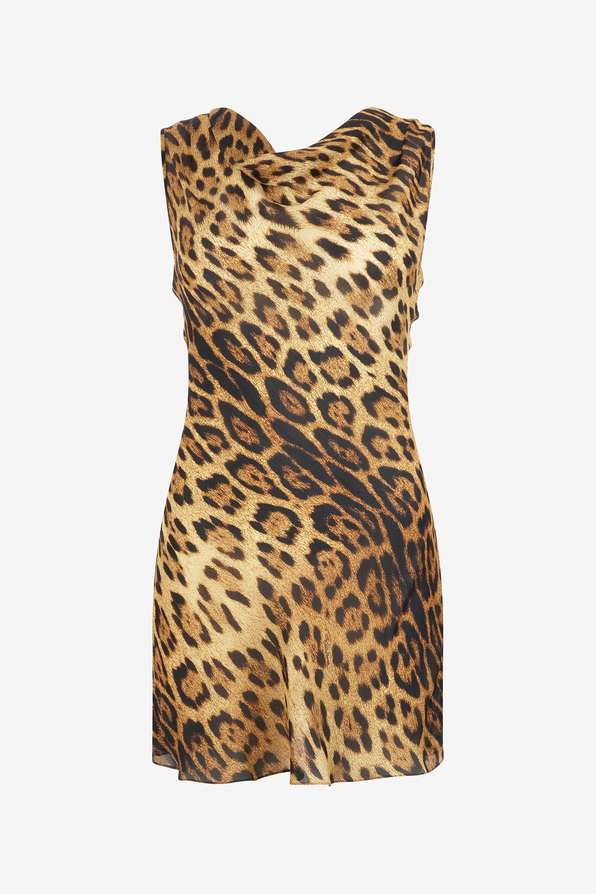 RC Silk Mini Dress With Jaguar Skin Print Brown VWT128-HZQ71