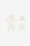 JU Ensemble Bonnet, Bavoir Et Grenouillère À Imprimé Guépards JU Ensemble Bonnet, Bavoir Et Grenouillère À Imprimé Guépards Blanc UJT828-JD001