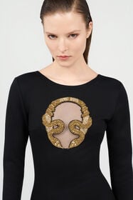 RC Mini Dress with Gold Embroidery BLACK WKR138-JV027