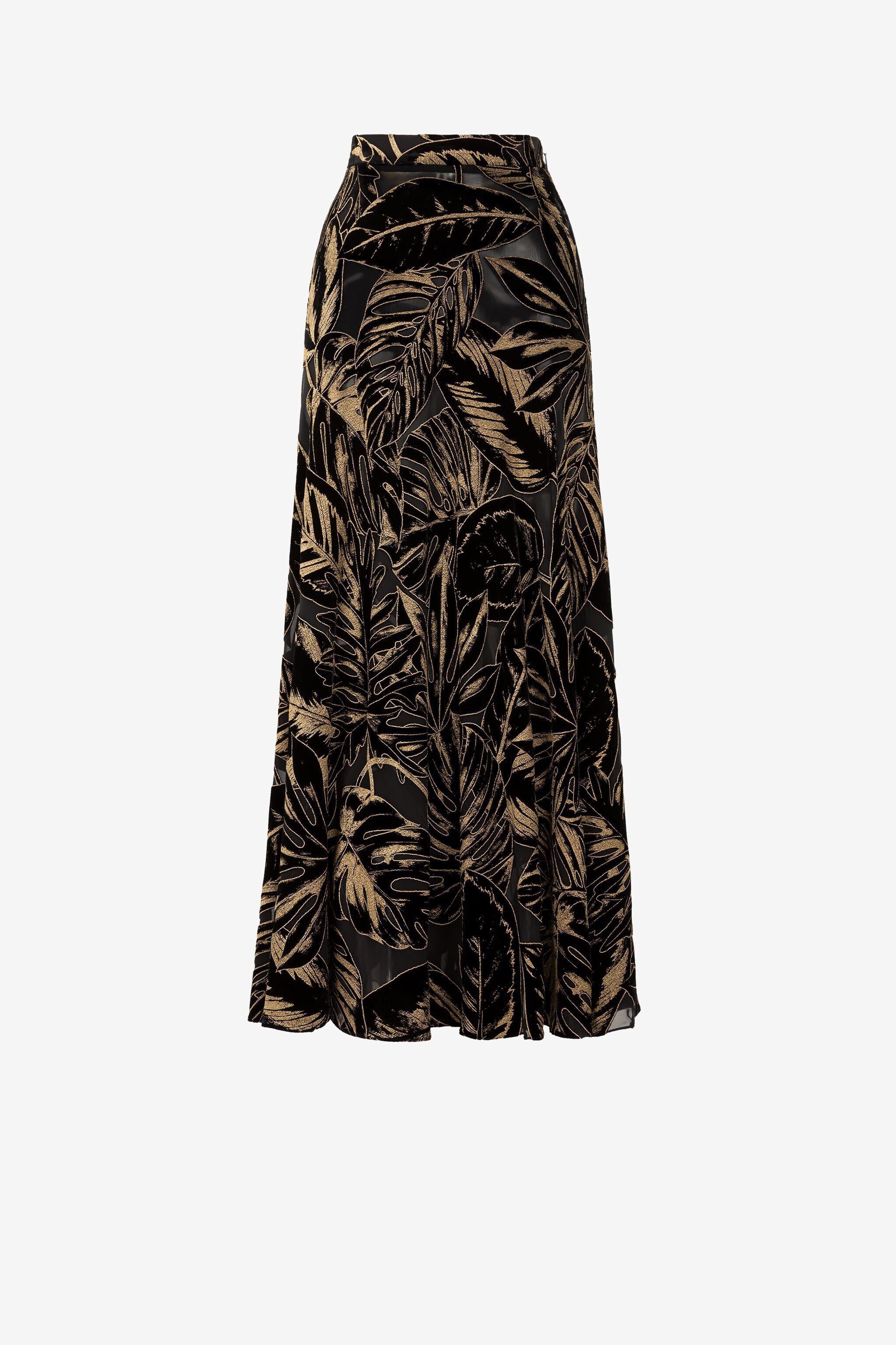 RC Leaf Velvet-Devoré Skirt RC Leaf Velvet-Devoré Skirt NERO/ORO PKT308-VL066