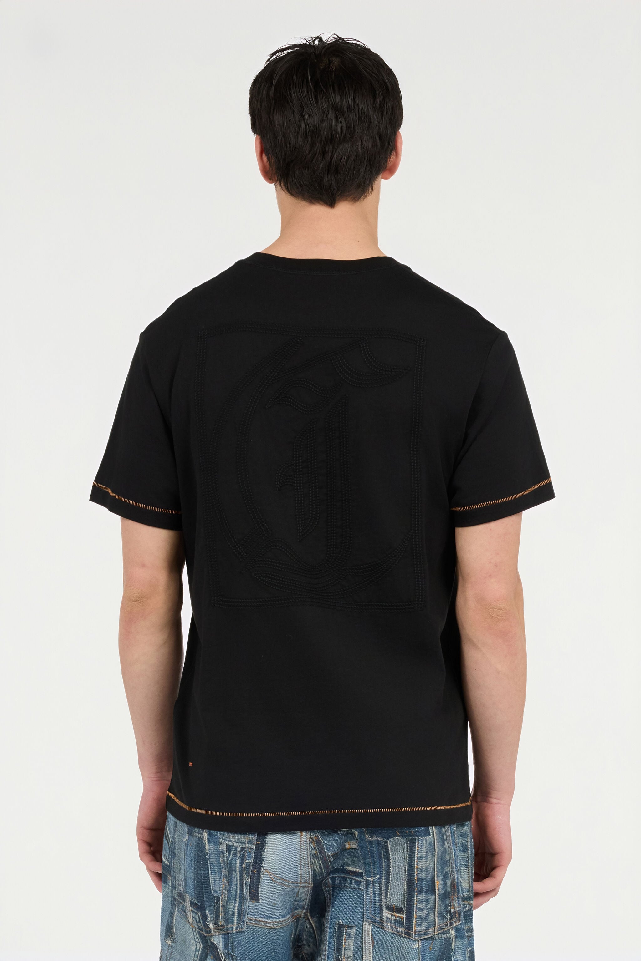 JC T-Shirt With JC Monogram And Contrasting Topstitching JC T-Shirt With JC Monogram And Contrasting Topstitching BLACK UFT037-UF057