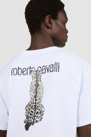 RC T-shirt bianca con logo e grafica leopardata WHITE TOT60C-FT223