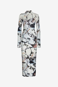 RC Long dress with Marble print Black/White TWT141-CPN18