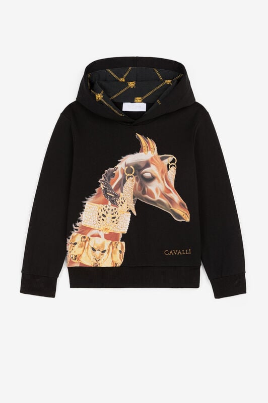 JU Giraffe-Print Hoodie JU Giraffe-Print Hoodie Black PJT919-CF050