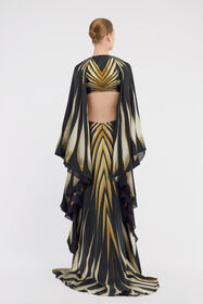 RC Maxikleid aus Seide mit Ray of Gold-Druck Gold RWT108-4QI12