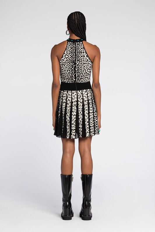 RC Mini-robe à motif léopard en jacquard Noir/Blanc RKM102-MI150