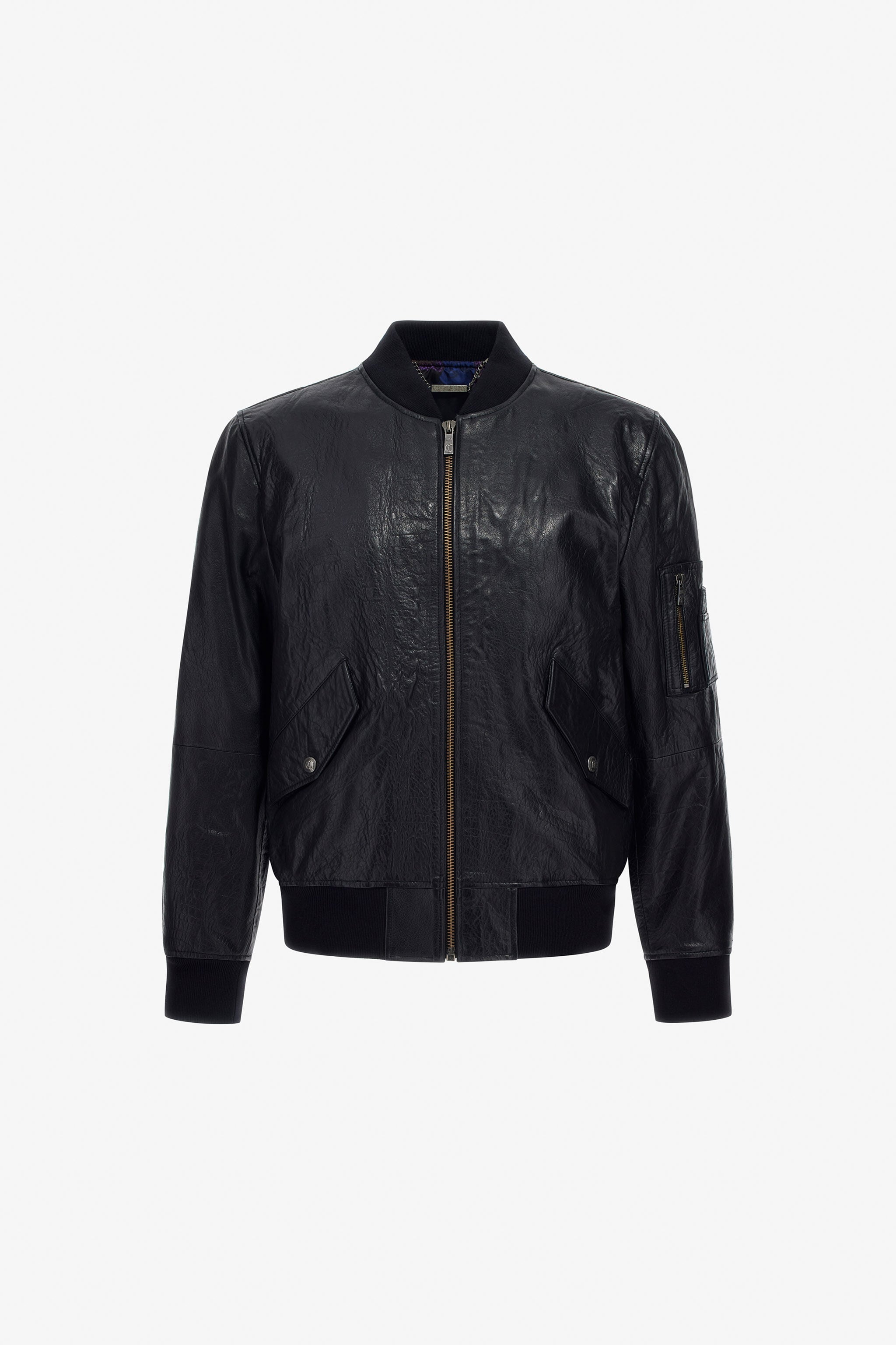 roberto cavalli ヌバック　スムースレザー　ナイロンライダース52 Just Cavalli leather bomber jacket in Black for Men | Roberto Cavalli®