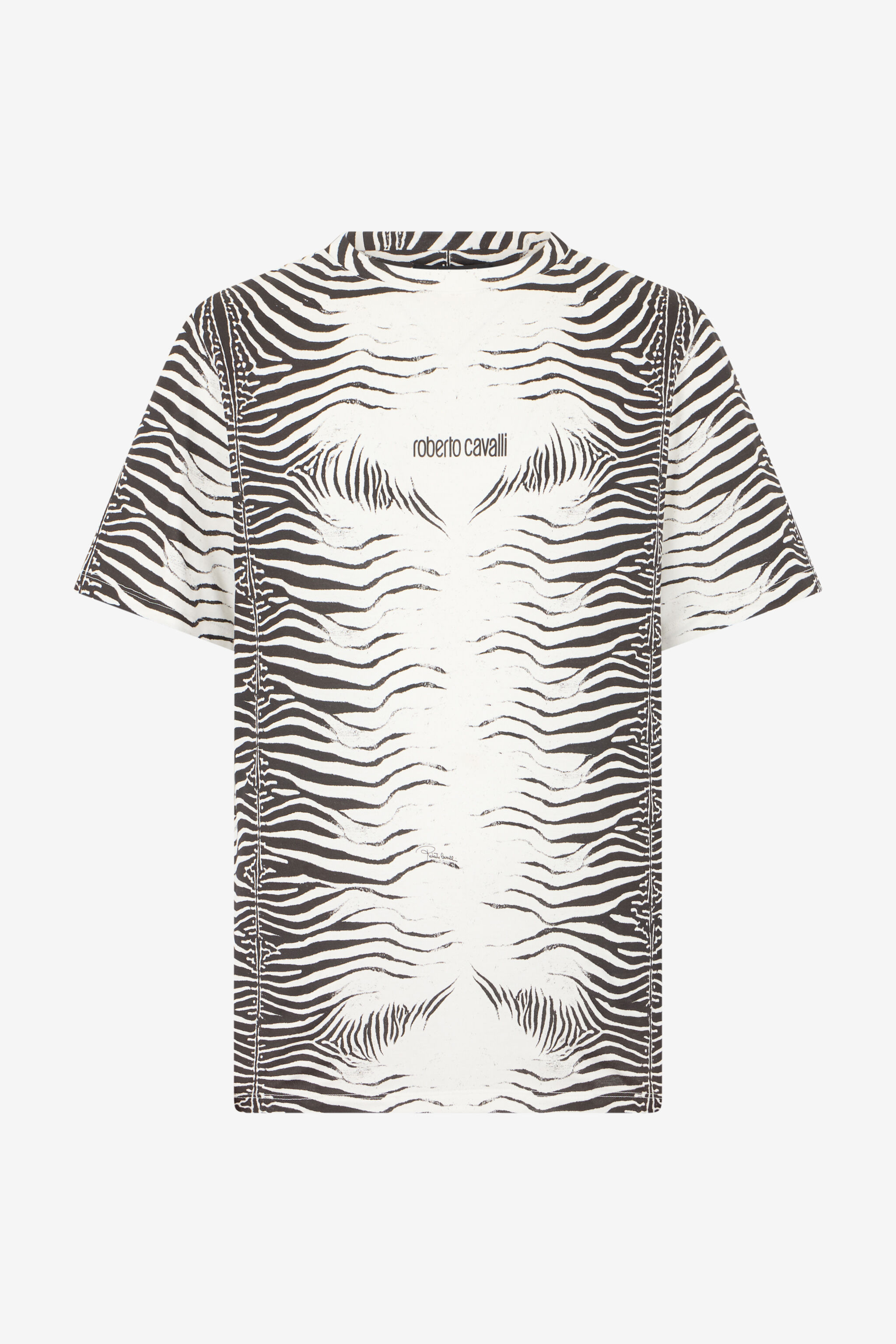 Zebra Print T-Shirt in WHITE/BLACK ZEBRA for Men | Roberto Cavalli®