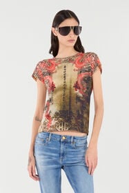 RC Cotton T-Shirt With Oriental Print NATURALE/ROSSO VQT61C-3DQ00