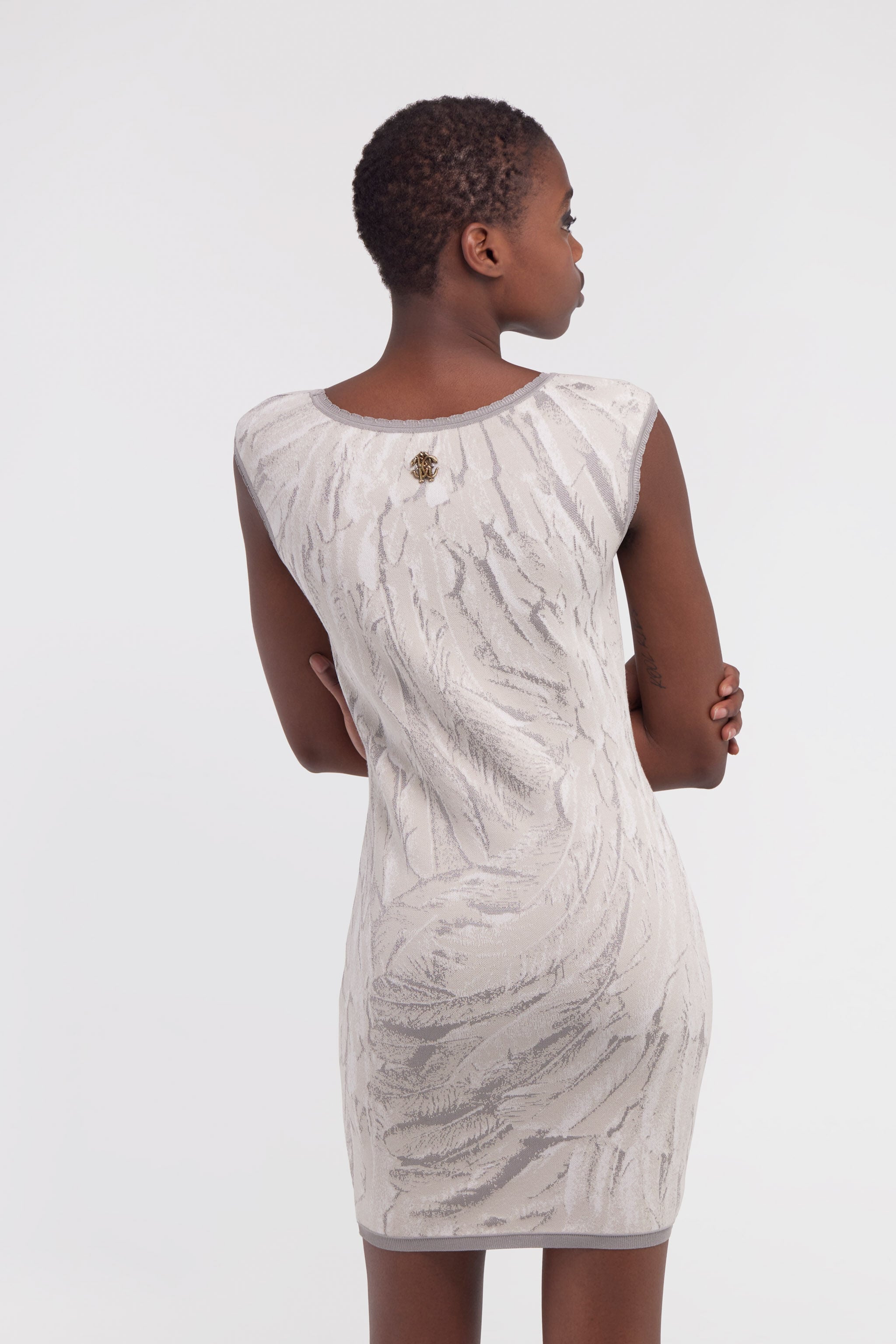 RC Ice Feathers Print Mini Dress RC Ice Feathers Print Mini Dress White SWM103-MI150