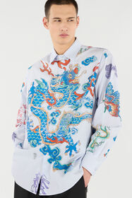 RC Shirt With Dragon, Flowers And Butterflies WHITE LIGHT BLUE VRT722-CH106