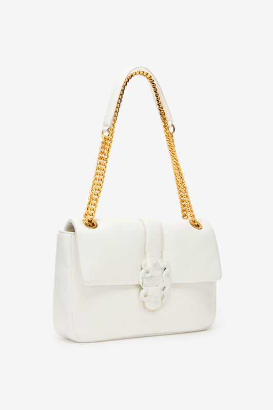 JC Shoulder Bag With Matching Mirror Snake White UFB055-UF424