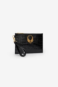RC Crocodile-embossed leather clutch RC Crocodile-embossed leather clutch BLACK WKA008-PZ975