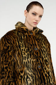 RC Leopard Print Faux Fur Coat Brown VWT501-FT002