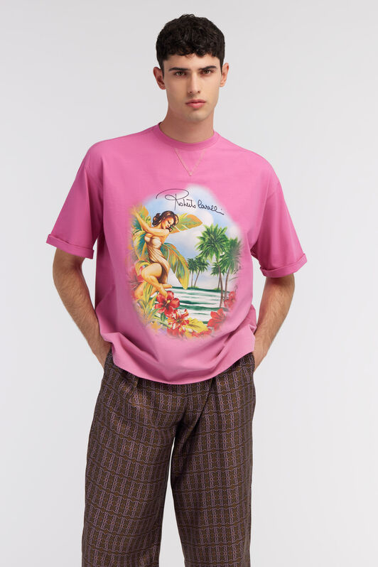 RC Hawaii print t-shirt Fucsia SRT62B-JD060