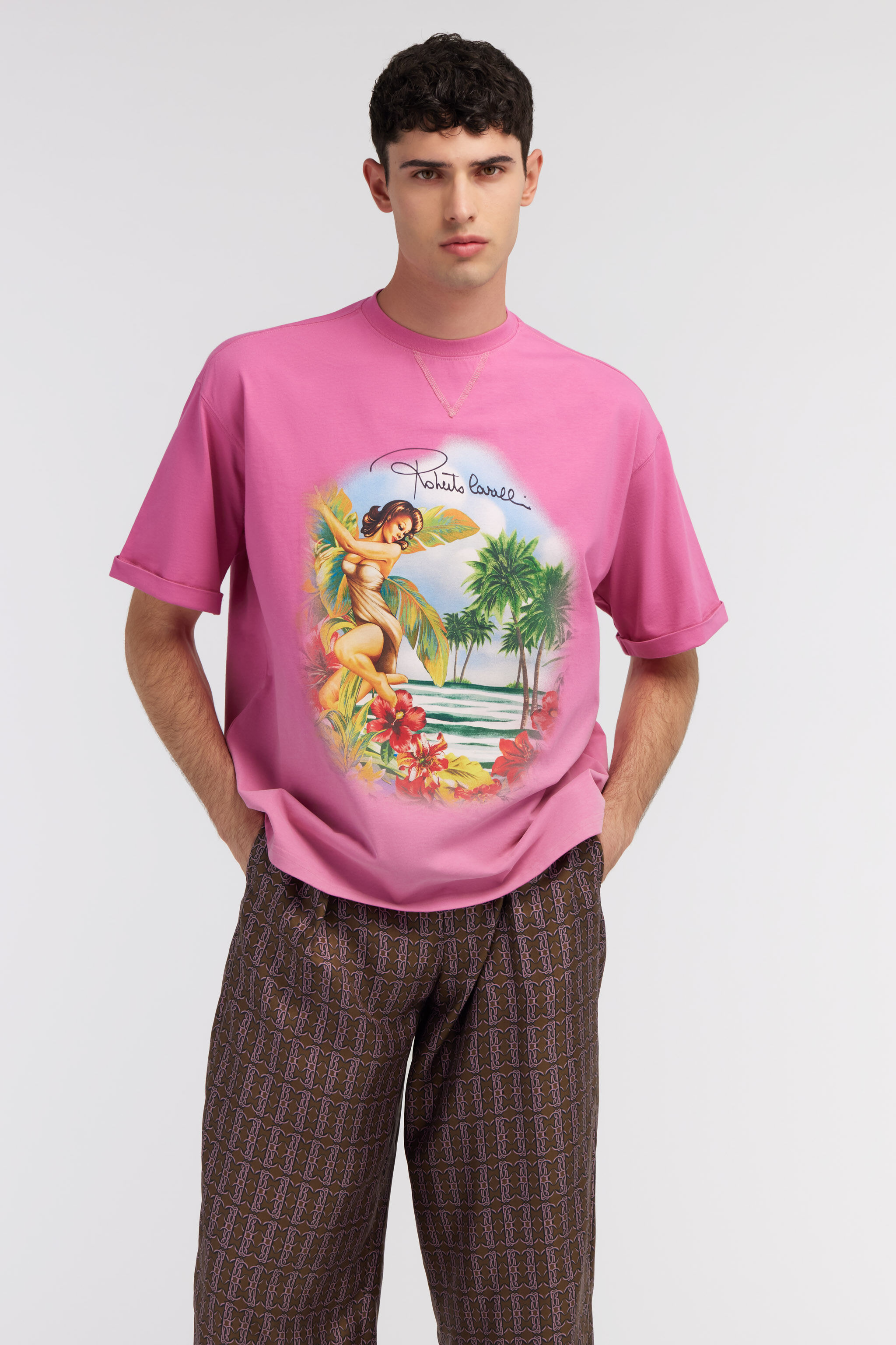 RC Hawaii print t-shirt Fucsia SRT62B-JD060