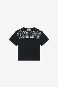 JU Black Cotton T-shirt With Logo Print BLACK WJT60K-JD001