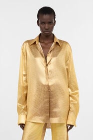 RC Camicia Beige Dorato In Seta Con Stampa Serpentine BEIGE/GOLD WWT700-SZS31
