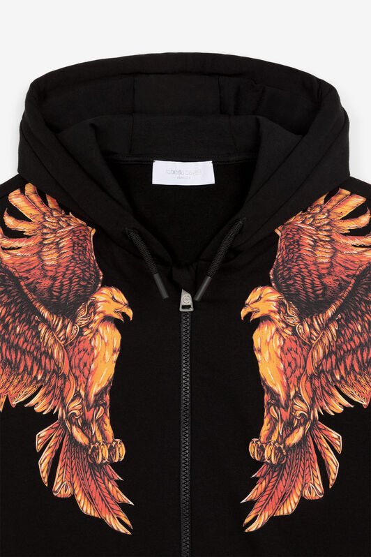 JU Phoenix And Logo-Print Hoodie Black PJT926-CF050