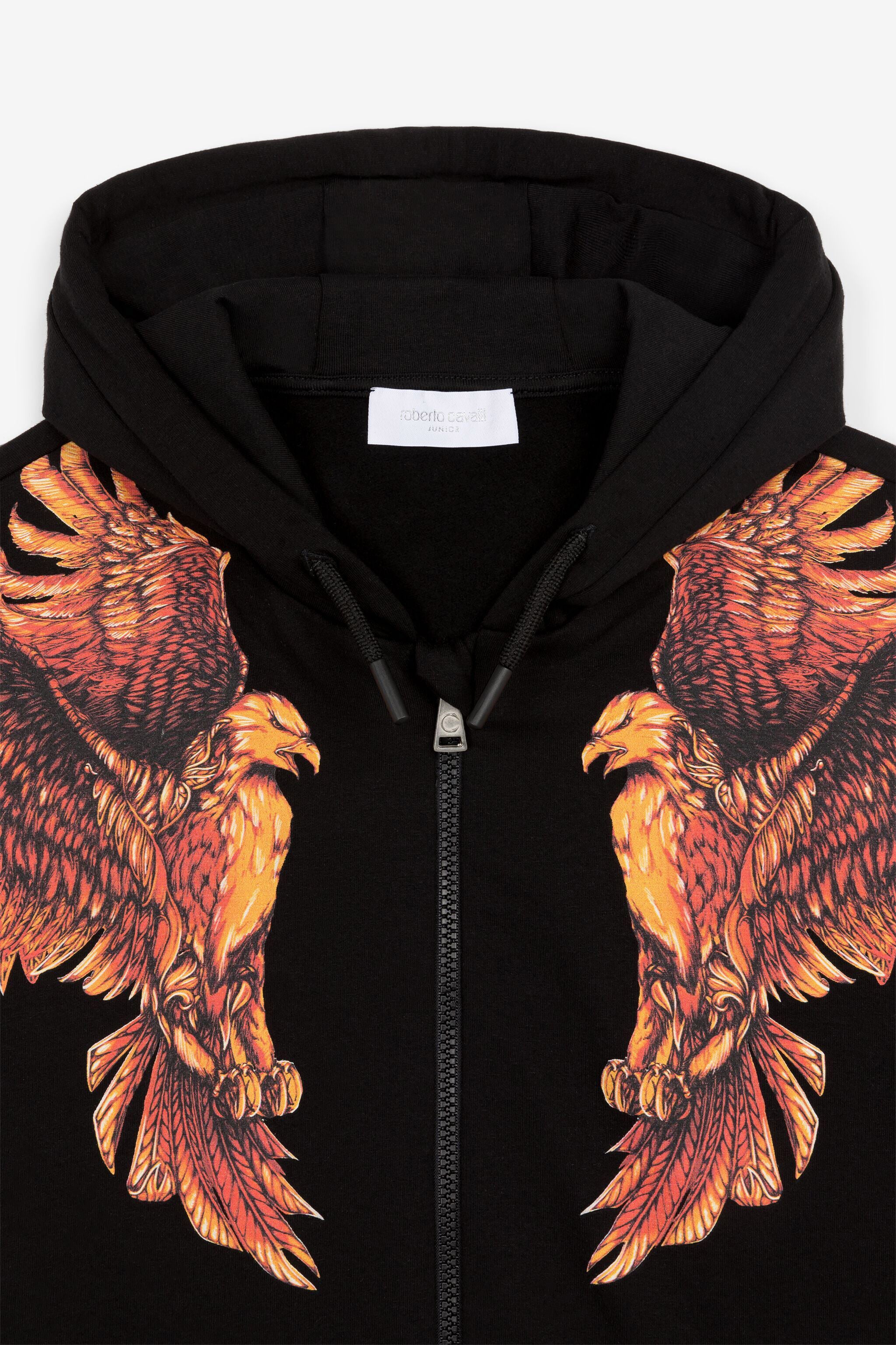 JU Phoenix And Logo-Print Hoodie Black PJT926-CF050