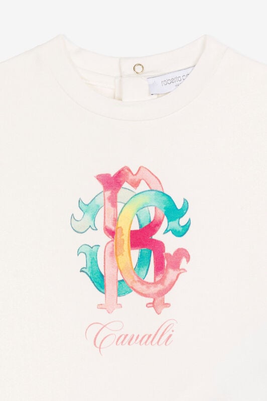 JU Colour-block monogram-print T-shirt JU Colour-block monogram-print T-shirt White QJT651-JV025