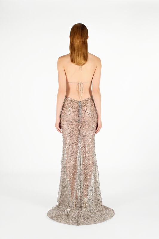 RC Sequin Halter Neck Maxi Dress RC Sequin Halter Neck Maxi Dress Silver UWR146-FY038
