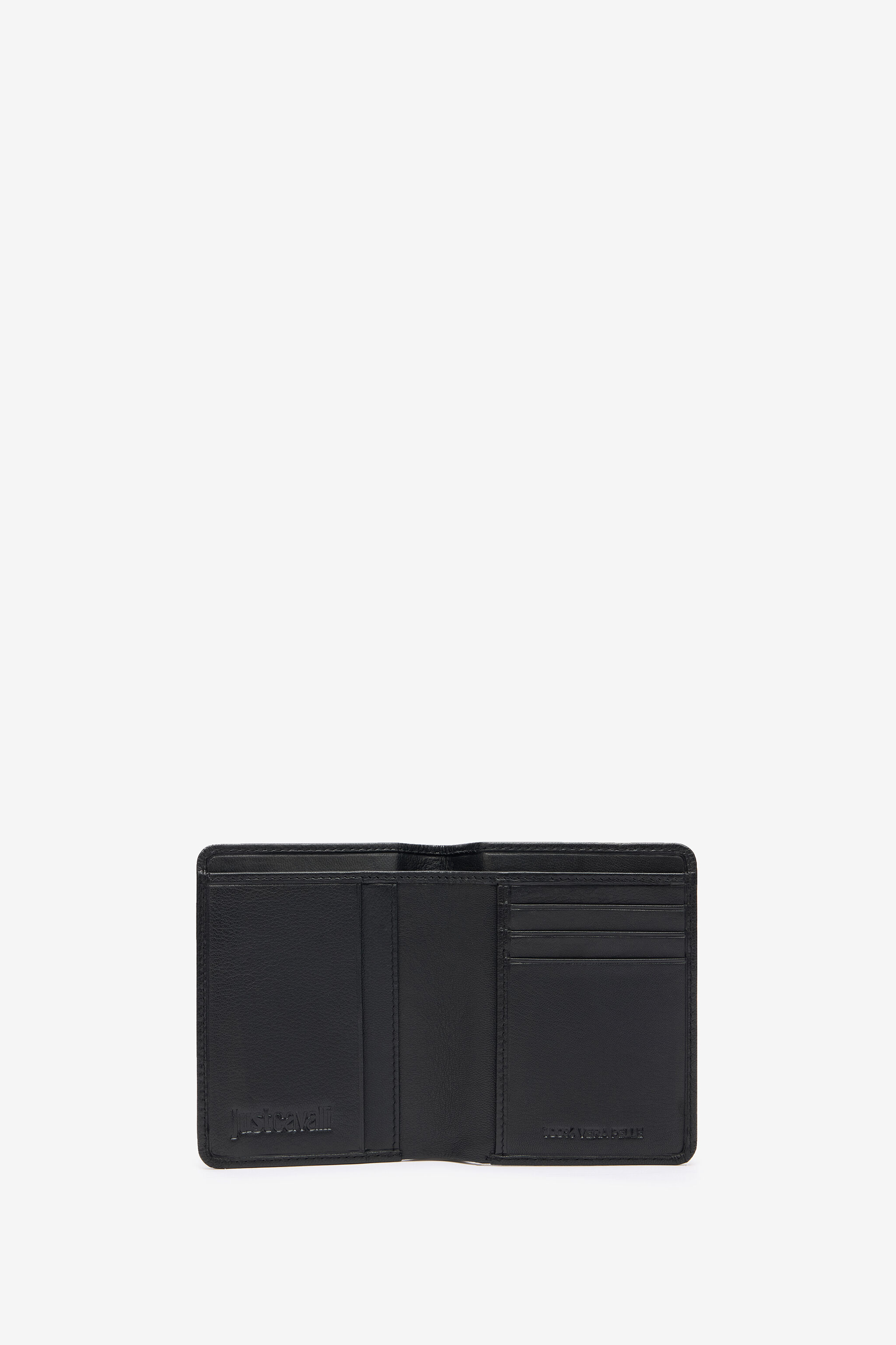 JC Portefeuille Pliant En Cuir Noir Avec Logo Embossé JC Portefeuille Pliant En Cuir Noir Avec Logo Embossé BLACK VFP023-VF579