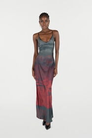 RC Long Slip Dress With A Mottled Effect Black/Red VQT102-4QP69