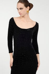RC Black Sheath Dress With Jaguar Skin Pattern Black VWT162-CJ003