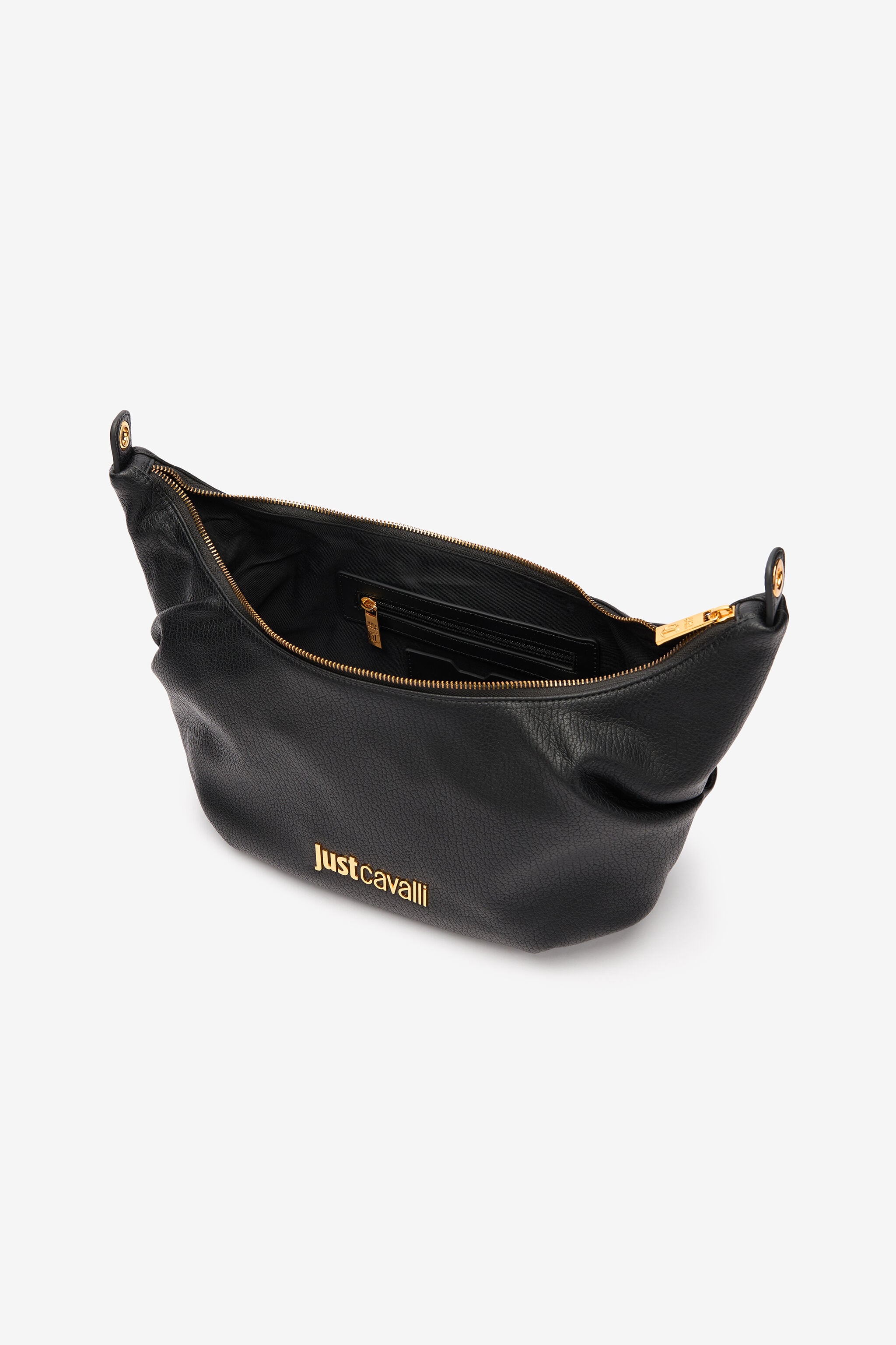 JC Soft Hobo Bag With Logo BLACK UFB059-UF428