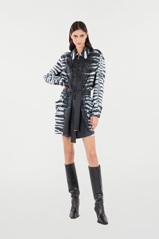 RC Short Silk Dress With Zebra Print RC Short Silk Dress With Zebra Print Black/White UKT163-4QN50
