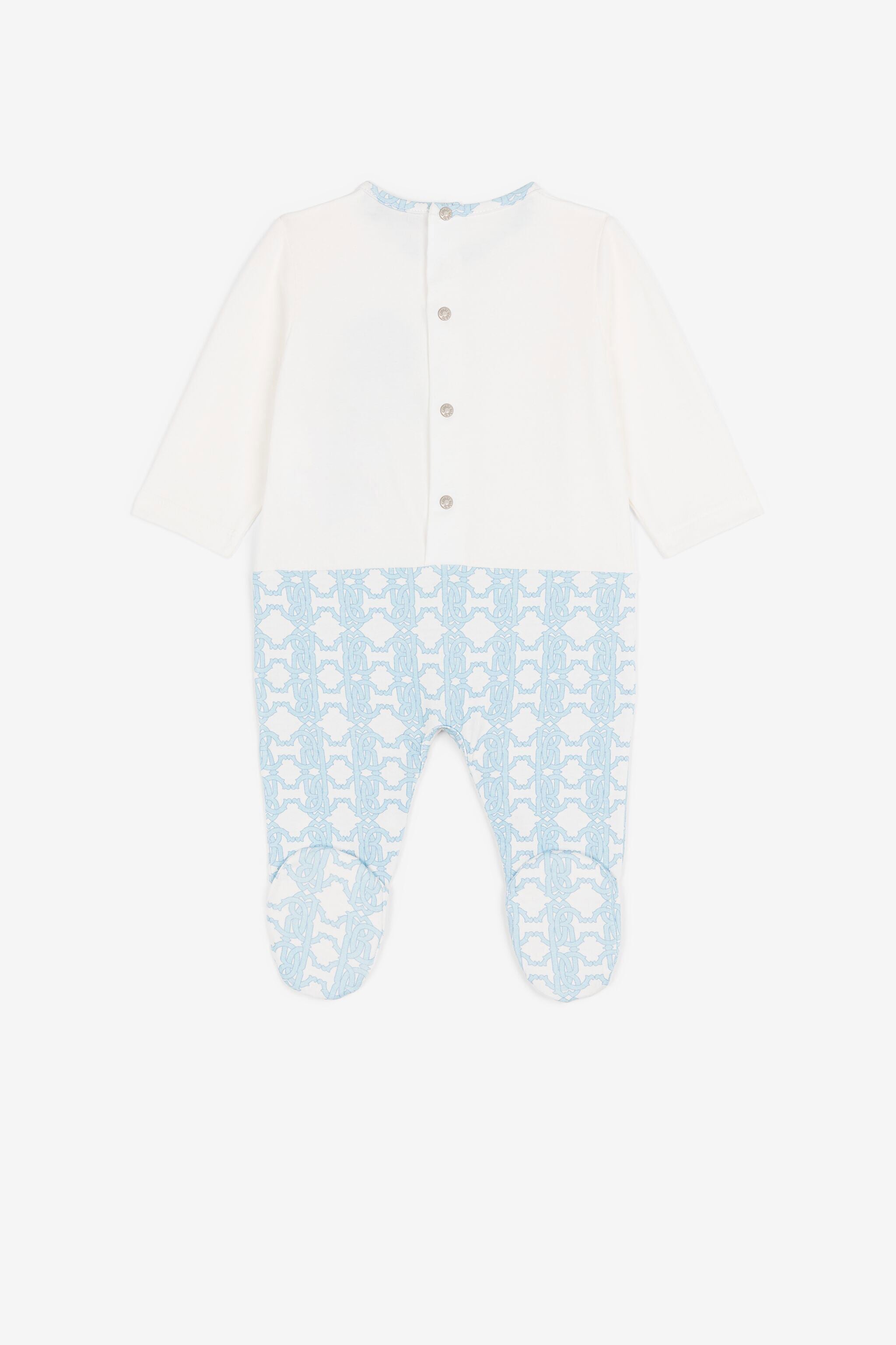 JU Monogram cotton babygrow set JU Monogram cotton babygrow set Baby blue QJT894-JV025