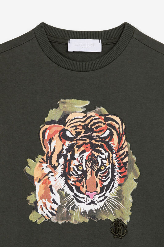 JU Tiger-Print Sweatshirt Dark green PJT975-CF050