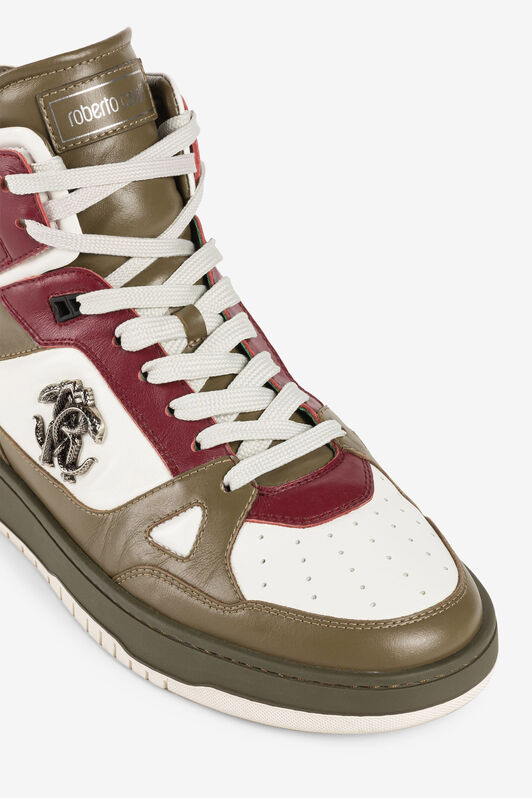 RC Logo-plaque leather sneakers RC Logo-plaque leather sneakers White/Dark green RRS017-PZA90