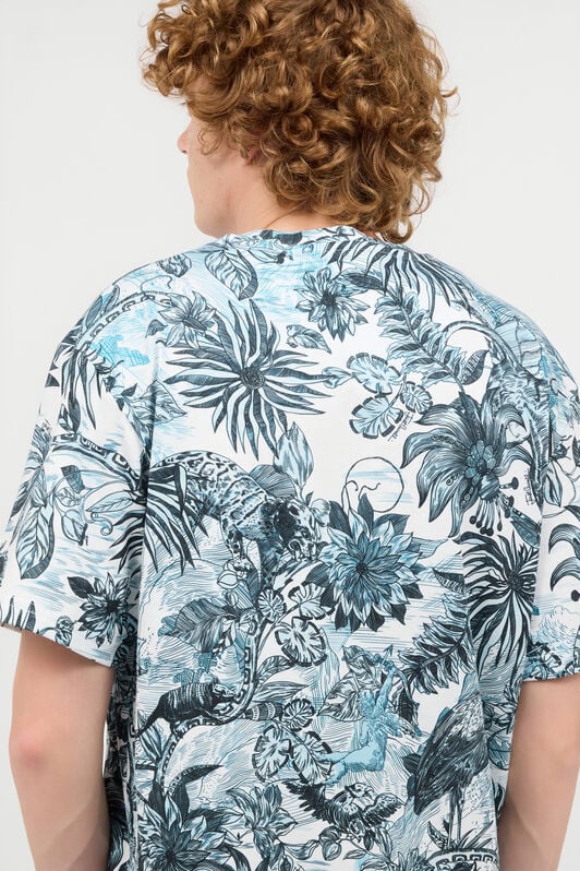 JC T-Shirt With Jungle And Monogram Print JC T-Shirt With Jungle And Monogram Print Light blue UFT042-UF062
